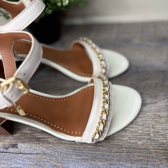 Coach Cream Block Heel Sandals Chain - Picture 3 of 10